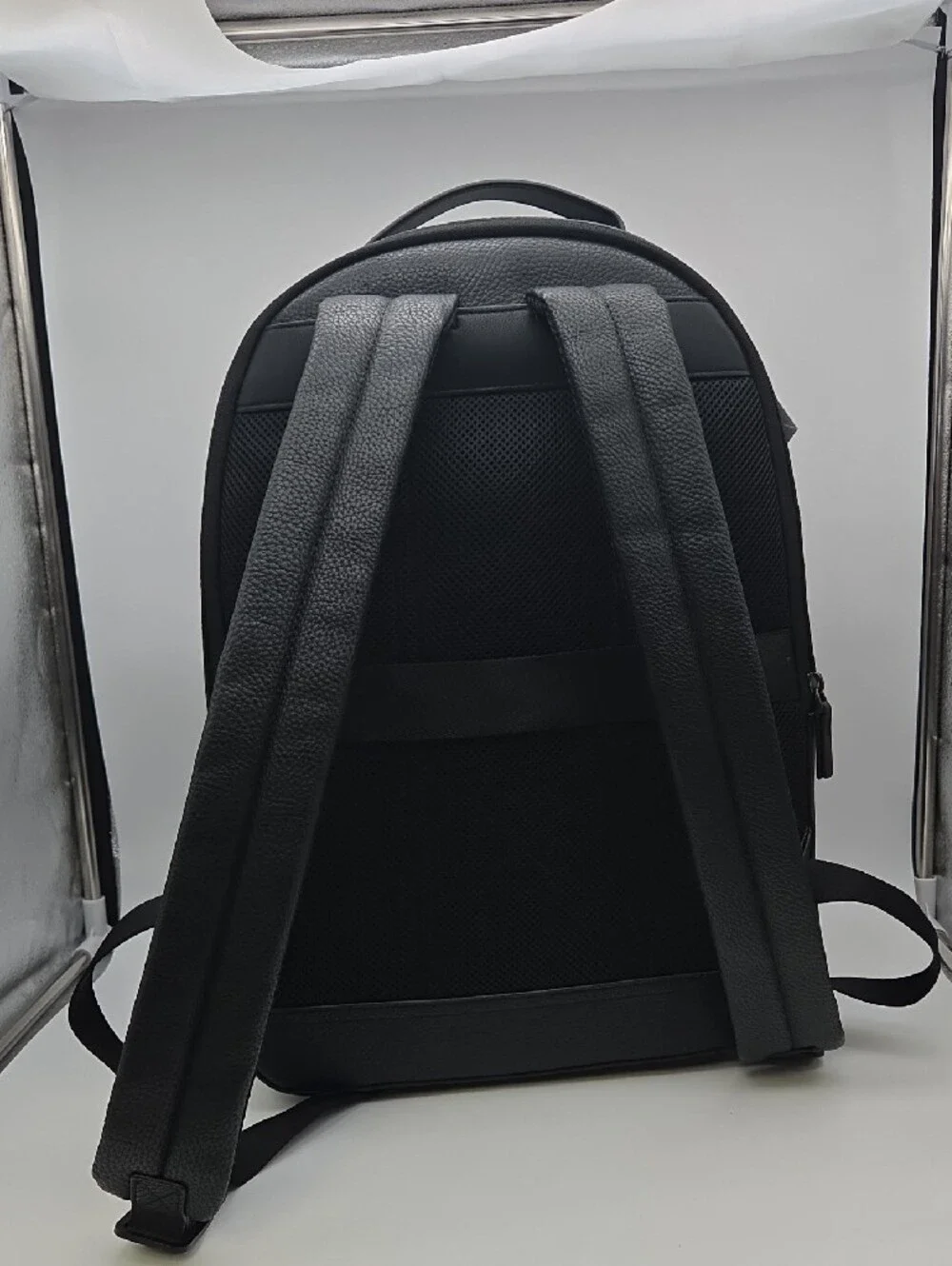 Tommy Hilfiger Black Textured Leather Backpack